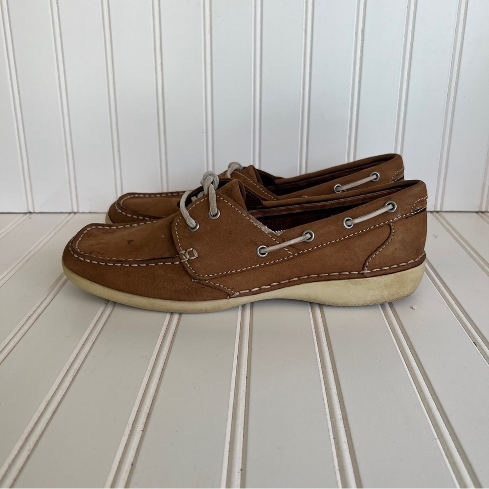 Cabela's Tan Brown Leather Boat Shoes Slip On Sneakers Loafers Women's 9M